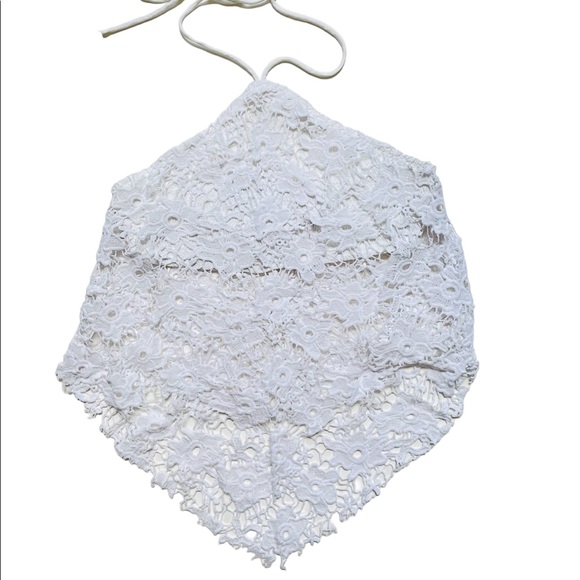 Free People Seychelle Lace Top Ivory Halter Sz XS - Picture 5 of 7